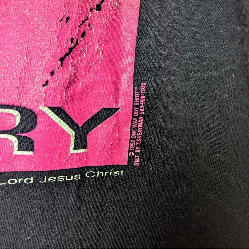 VTG 90s One Way Out Certain Victory Salvation Army Jesus Shirt Single Stitch XL